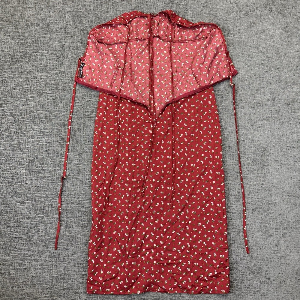 SHEIN Midi Dress Red Floral Tie Size S‎ 4 - Picture 3 of 5